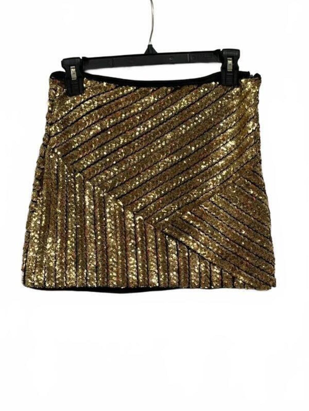 Lulus XS Gold Sequin Mini Skirt Black Striped Party Holiday